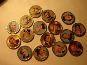 Однодоларовые коллекционные цветные монеты США с президентам
