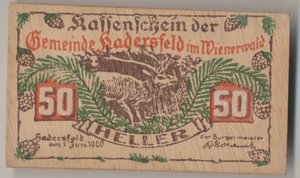 Нотгельды, 1920 Хадерсфельд , Австрия