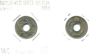 Британская Западная Африка 1/10 пенни, 1908 (Нигерия)