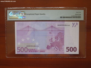 500 евро 2002 г. Австрия. слаб PMG - грейд 65 EPQ. UNC.