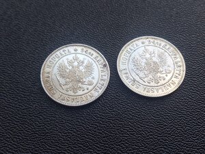 Монеты 1 марка Вел. Княж. Финское серебро мешковая 1915  г