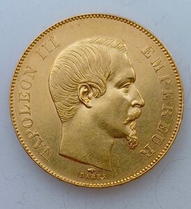 50 франков 1857 год. Наполеон 3 Золото 900 16,18 гр.