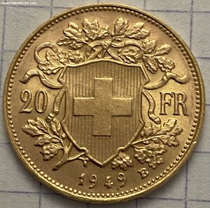 20 франков Швейцария 1949 год