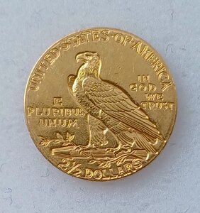 2,5 доллара США 1910 года, «Голова Индейца», золото 900 проб
