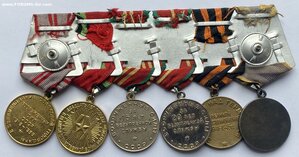 Комплект медалей на колодке (БЗ, 40 лет ВС, 20 и 15 лет БС)